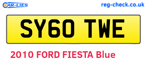 SY60TWE are the vehicle registration plates.