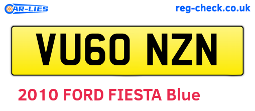 VU60NZN are the vehicle registration plates.