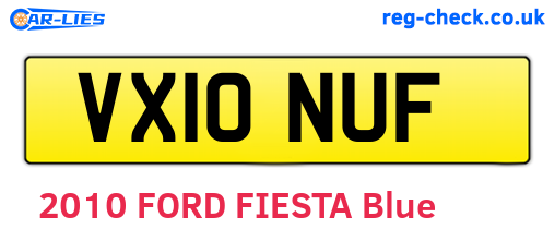 VX10NUF are the vehicle registration plates.