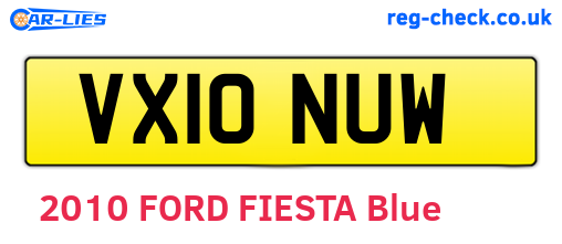 VX10NUW are the vehicle registration plates.