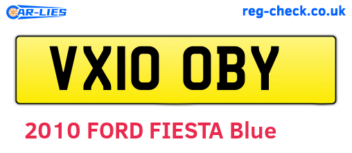VX10OBY are the vehicle registration plates.