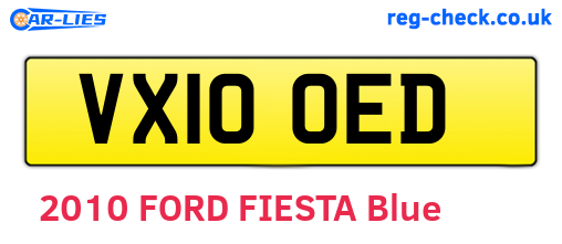 VX10OED are the vehicle registration plates.
