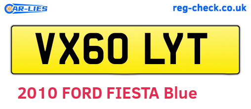VX60LYT are the vehicle registration plates.