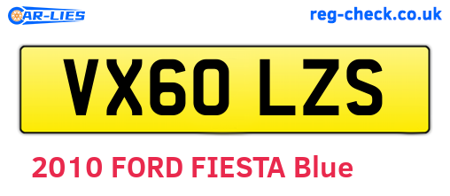 VX60LZS are the vehicle registration plates.