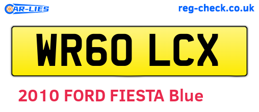 WR60LCX are the vehicle registration plates.