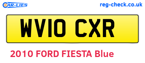 WV10CXR are the vehicle registration plates.