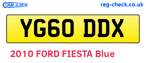 YG60DDX are the vehicle registration plates.