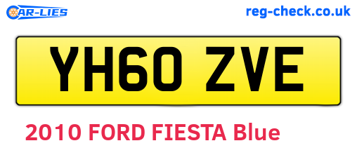 YH60ZVE are the vehicle registration plates.
