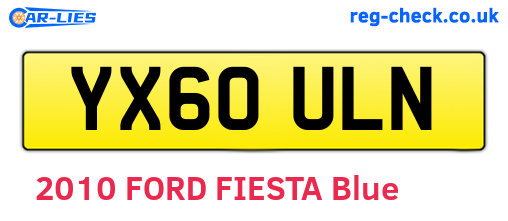 YX60ULN are the vehicle registration plates.