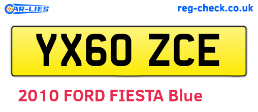 YX60ZCE are the vehicle registration plates.