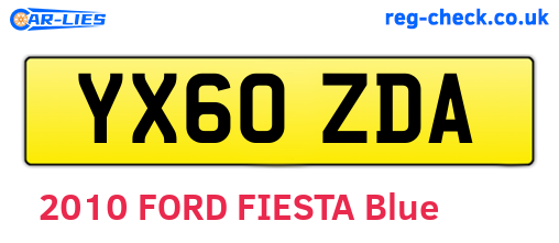 YX60ZDA are the vehicle registration plates.