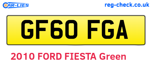 GF60FGA are the vehicle registration plates.