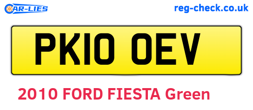 PK10OEV are the vehicle registration plates.