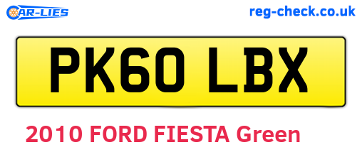 PK60LBX are the vehicle registration plates.