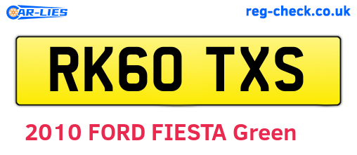 RK60TXS are the vehicle registration plates.