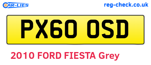 PX60OSD are the vehicle registration plates.