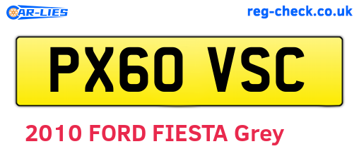 PX60VSC are the vehicle registration plates.