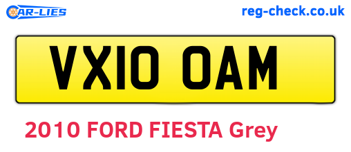 VX10OAM are the vehicle registration plates.