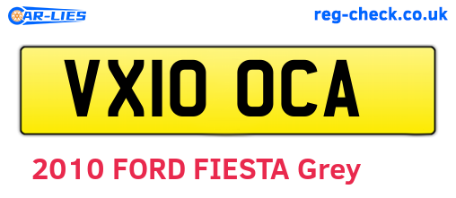 VX10OCA are the vehicle registration plates.
