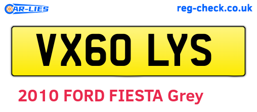 VX60LYS are the vehicle registration plates.