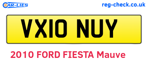 VX10NUY are the vehicle registration plates.