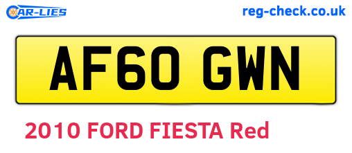 AF60GWN are the vehicle registration plates.