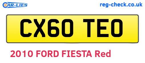 CX60TEO are the vehicle registration plates.