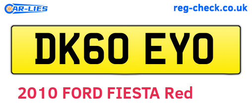 DK60EYO are the vehicle registration plates.