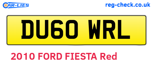 DU60WRL are the vehicle registration plates.