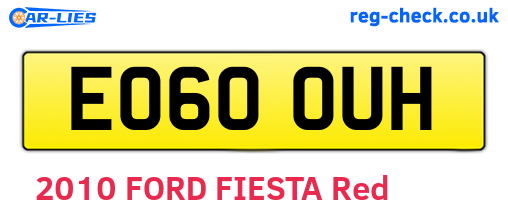 EO60OUH are the vehicle registration plates.