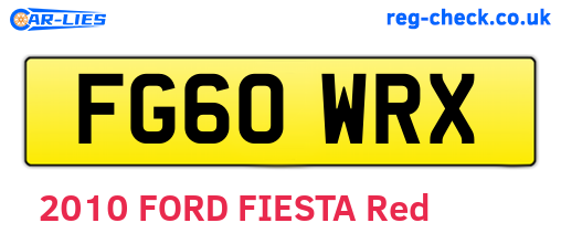 FG60WRX are the vehicle registration plates.