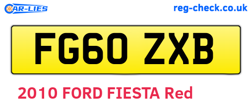 FG60ZXB are the vehicle registration plates.