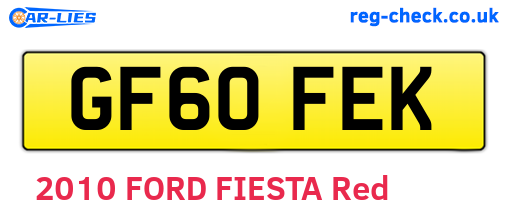 GF60FEK are the vehicle registration plates.