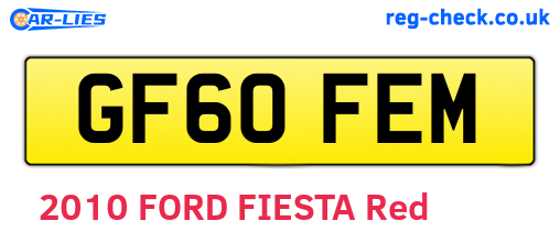 GF60FEM are the vehicle registration plates.