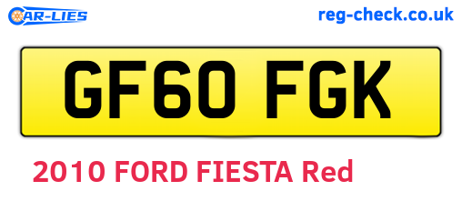 GF60FGK are the vehicle registration plates.