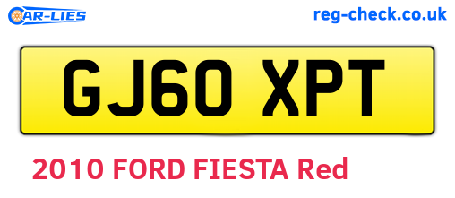 GJ60XPT are the vehicle registration plates.