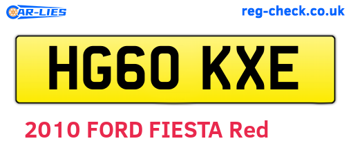 HG60KXE are the vehicle registration plates.
