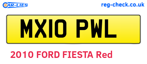 MX10PWL are the vehicle registration plates.