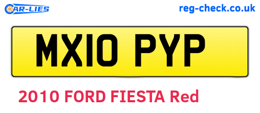 MX10PYP are the vehicle registration plates.