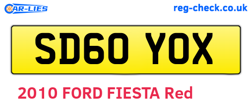 SD60YOX are the vehicle registration plates.