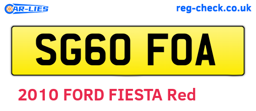 SG60FOA are the vehicle registration plates.