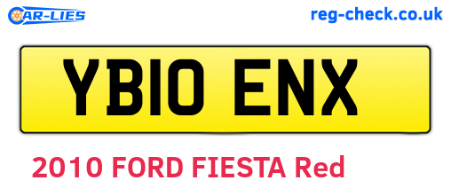 YB10ENX are the vehicle registration plates.