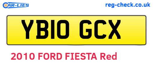 YB10GCX are the vehicle registration plates.