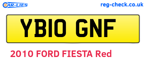 YB10GNF are the vehicle registration plates.