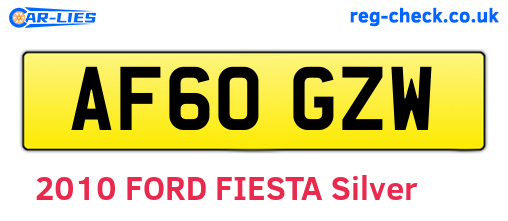 AF60GZW are the vehicle registration plates.
