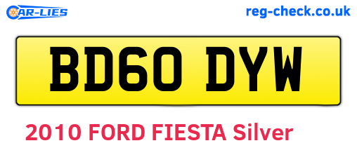 BD60DYW are the vehicle registration plates.