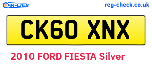 CK60XNX are the vehicle registration plates.