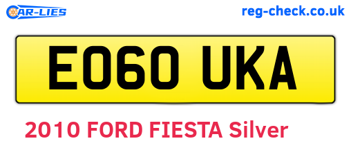 EO60UKA are the vehicle registration plates.
