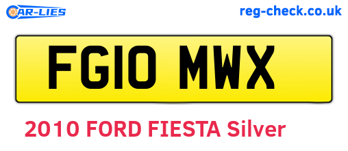 FG10MWX are the vehicle registration plates.