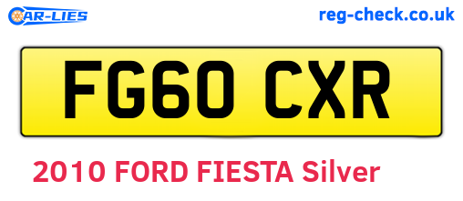 FG60CXR are the vehicle registration plates.